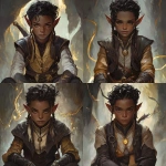 **a brown skinned elf warlock boy with black hair** - Variations (Strong) by <@784252075265490974> (fast)