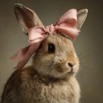 **an adorable rabbit wearing a pink bow hair tie, in the style of studio portrait, klaus pillon, national geographic photo, high quality photo** - Image #3 <@1324296905550987304>