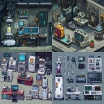 **pixel art spritesheet of high tech lab for a side scrolling game --v 7.0** - <@758874491680981014> (fast)
