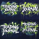 **"TRADING JOURNAL" in bold graffiti-style graphic design. Bone White, and acid green outlines. Solid navy blue background. Inspired by Diamond Supply Co., Zumiez, and Tilly’s graphic apparel designs. Slasher script font. --ar 2:3 --stylize 150 --v 6.1** - Remix (Strong) by <@811487416539283468> (fast)