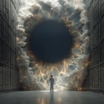 **cinematic. In a futuristic server room, a man looks closely at a single iris that has bloomed within a crack in a server. He is puzzled. Prophetic iris --s 750 --v 7.0** - Image #4 <@1071135204846096475>