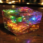 **a surreal glowing sci-fi object on a table, designed to be sliced. The object could be crystal, fruit, cake, soap loaf, or a holographic cube. Explodes with over-the-top color and light neon rainbows, glowing gradients, bioluminescent textures, radiant inner core shining through cracks. Cinematic macro close-up, hyperrealistic detail, futuristic atmosphere, dazzling dramatic lighting. --ar 9:16 --chaos 50 --v 6.0 --raw** - Image #2 <@692146423638261810>
