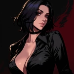 **original anime character, hand-drawn portrait style, thick bold outlines, clean cel-shading, visible sketch lines, crosshatching on fabric folds and underlying anatomy, ultra-detailed line art with zero clutter, sharp and defined facial features, full-color rendering, high visual clarity of face and body, character-centered composition include multiple perspective variants: frontal heroic close-up (face and torso squared), three-quarter angle showing jawline and stance depth, low-angle upward shot for size and presence, high-angle downward for clothing detail, side profile close-up with flowing fabric and sharp expression uncluttered background, zero special effects, only character and clothing, emphasis on silhouette, expression, pose, and detailed costume, anime character design with clear visual logic --niji 6 --raw** - Image #3 <@266429059049848832>