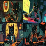 **Anthropomorphic black cat, stylish outfit, frantically replying to emails, flustered expression, messy office desk, digital clock in the background, comic book style, bold outlines, dynamic pose, colorful ink shading, dramatic lighting, exaggerated expression, --ar 16:9 --v 6.0** - <@920522971204956200> (fast)