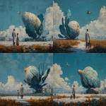 **<https://s.mj.run/KNcpLZGGWjI> a weird vegetable scenario --sref <https://s.mj.run/nZVub3jGHVE> --ar 7:5 --v 7.0 --raw** - Variations (Strong) by <@1071135204846096475> (relaxed)
-# Create, explore, and organize on [midjourney.com](<https://midjourney.com/imagine?from_discord=1>)