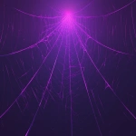 **minimal flat illustration, glowing purple spiderweb on a pure black background, delicate strands forming a symmetrical web, eerie and simple, no other details, high contrast design, loop animation friendly --niji 6 --ar 16:9** - Image #1 <@257221362568003584>