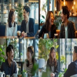 **Beautiful Japanese woman and handsome Japanese man laughing together during a coffee break in a modern office lounge, relaxed and friendly atmosphere, bright daylight, natural smiles, cinematic photography, positive workplace mood --ar 16:9 --v 6.0 --raw** - <@1074578484602601522> (fast)