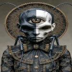 **<https://s.mj.run/8BMbIED5OrQ> insect doll locust roach hive, egg nest alien crawling on a black glitch scanline distortion fire, eyes burning, white pupil with red center, roasting on the beach, dusk cinematic --ar 2:3 --s 666 --p ajjw9qi --sref 4240880785 2348464004 --v 7.0** - Image #3 <@1071135204846096475>