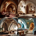 **interior of a home done in a style combining Moroccan design and architecture and Hobbit design and architecture** - <@966519024106217482> (fast)
-# Create, explore, and organize on [midjourney.com](<https://midjourney.com/imagine?from_discord=1>)