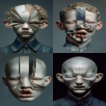 **reconfigured face, out of place ear, rearranged face, mouth above eyes, nose on chin, surreal fluidity crisis, mangled facial features --ar 2:3 --raw --sref 1809924337 77 13 6 95 24 --p ajjw9qi --exp 50 --sv 4 --s 666 --v 7.0** - <@788265797444173834> (turbo)