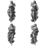 **Ultra-detailed black and grey realistic tattoo design of a Greek goddess shown in full body, standing in an elegant and powerful pose. She wears authentic ancient Greek garments (flowing chiton and himation), with realistic fabric folds and dynamic movement. Long, flowing hair, softly animated by the wind. Strong contrast between deep blacks and luminous highlights, dramatic chiaroscuro lighting, sculptural anatomy inspired by classical Greek statues, marble-like skin texture with realistic depth. Cinematic atmosphere, timeless and divine presence, highly detailed face with calm yet powerful expression. Vertical composition, tattoo-ready design, high contrast black and grey realism, no color, ultra sharp details, 8K quality, realistic shadows and highlights, epic and majestic mood.** - Variations (Strong) by <@1288967106481754123> (fast)