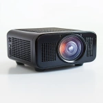 **Studio-lit isolated image of a compact portable projector with lens facing forward, textured matte casing, glowing power light, clean white background with natural shadows, sharp camera angle from slightly below lens height, --ar 4:5 --v 6.1 --quality 2 --raw** - Upscaled (Creative) by <@1145244586088861708> (relaxed)