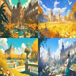 **belle epoque, Versailles palace, marvellous gardens with golden flowers, paradise birds --ar 16:9 --niji 6** - <@1202719359680774145> (fast)