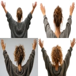 **a woman hands up, reaching up for something from back view, with mad expression, with clean white background --ar 16:9 --v 7.0 --s 250** - <@1099146359967338649> (relaxed)