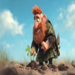 **pixar styled image of a red-bearded happy scottish man in a kilt planting seeds in the ground on a bright day in Scottland --ar 16:9** - Image #3 <@1108137556798873734>