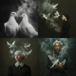 **melancholia, divination of white doves in smoke --v 7.0** - <@986414431263162398> (fast)