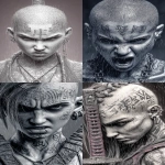 **orc woman, fangs, in the heavy hard rain, tempest, lightining, incandescent katana, tattooed head, super vitreous blank white eyes like empty blind eyes, editorial illustration of a young cyberpunk Asian girl warrior, punk hair cut half bald, from the underground cluber Tokyo drift club subculture, dendrokinetic Gang tattoo, blurred makeup, angry, kanji, --ar 3:5 --raw --p f6gpn1a sw3hfp8 r1wtmgi --stylize 750 --v 7.0** - <@1054482006731395092> (fast)
-# Create, explore, and organize on [midjourney.com](<https://midjourney.com/imagine?from_discord=1>)