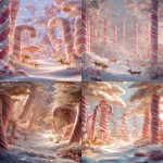 **a breathtaking hyper-realistic winter landscape featuring a magical candy-cane forest, towering peppermint-striped candy canes rising like trees from sparkling white snow; soft golden light filtering through a gentle snowfall; the ground covered in shimmering frost crystals; adorable animals exploring the scene fluffy baby bunnies, wide-eyed fox kits, tiny deer fawns, curious penguins, and little owls perched on candy canes; each animal glowing softly with warm winter magic; subtle sparkling particles drifting in the air; soft fog hugging the ground; dreamy depth of field, ultra-sharp details, high-definition textures in snow and candy canes; cinematic lighting, enchanted holiday atmosphere, photorealistic realism --ar 9:16** - <@228720634434289665> (fast)
-# Create, explore, and organize on [midjourney.com](<https://midjourney.com/imagine?from_discord=1>)