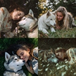 **relistic iphone camera quality natural lighting photographs of a woman in a park laying in the grass playiong with a medium sized husky** - <@1064696218443317378> (fast, stealth)