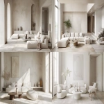 **elegant modern living room in PANTONE 11-4201 (Cloud Dancer), soft off-white tones, minimal furniture, natural light, calm and sophisticated atmosphere, refined textures, high-detail interior photography --ar 16:9 --v 6.0** - <@1124732812239589386> (fast)