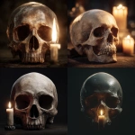 **skull facing forward,dramatically lit, hyper realistic, candle burning , unreal engine ominous** - Variations (Strong) by <@973572765686829076> (fast)** - <@973572765686829076> (fast)