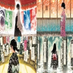 **A young girl in a kimono stands alone, facing multiple abstract walls that represent difficult challenges. The walls are made of swirling sound waves, traditional Japanese characters, and artistic brush strokes. The scene has a serious and contemplative atmosphere, anime key visual style, --p tzzk3bx --ar 16:9 --niji 6** - <@1132671187923763200> (fast)