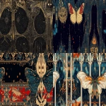 **microspore gothic cathedrals motif with moth --tile --fast --ar 16:9 --p xgokr6y --v 6.1** - <@1268648309472493618> (fast)