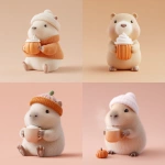 **A cute cosmonautumnal capybara sips pumpkin spice latte, minimalist 3D illustration soft gradients --profile aabz69z** - <@937851746712186921> (relaxed)
