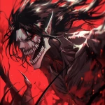 **Levi Ackerman’s jaw Titan form, inherits the jaw Titan and has a large, animalistic skull with jagged teeth and large claws, drawn with attack on Titan style art. Attack on Titan episode stillshot, vicious sharp teeth, black and red lighting, scary. --niji 6** - Image #1 <@1028770350189776956>