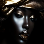 **elegant creative carnival deviant art, face, beautiful eyes, golden, parasol, black background --v 6.1 --p lt1rlk7 4529jd3 --s 750 --ar 4:3** - Image #4 <@1128543579556565043>