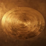 **oil painting of a concentric golden disk made of four stepped plates, layered circular geometry, luminous reflections, warm baroque light, subtle brush texture, divine artifact aesthetic viewed from above --ar 3:4 --v 6.0 --stylize 250 --raw** - Image #1 <@1337031420089995355>