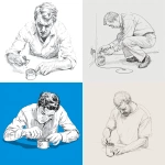 **Line drawing. A man trying to open a small can with a can opener. He's getting frustrated.** - <@427585336424661004> (relaxed)