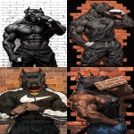 **Streetwear graphic, Black pitbull biting brick , very muscular, character portrait, screenpaint art style, --ar 9:16 --raw --niji 7** - <@1152402783652294757> (fast)