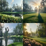**a golfer standing by the last hole on the augusta masters. he has just won, and is raising his fist in triumph. photorealistic. detailed cinematic --v 6.0 --ar 16:9 --raw** - <@1237753440059527181> (fast)
