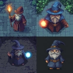 **2D pixel art sprite of a wizard character, top-down view, 16x16, game asset** - <@399143272141946880> (fast)
-# Create, explore, and organize on [midjourney.com](<https://midjourney.com/imagine?from_discord=1>)