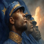 **Ernie Barnes art at Christmas, buffalo soliders 8k, --chaos 99 --ar 8:5 --exp 50 --stylize 750 --v 7.0** - Image #2 <@843177938186797076>