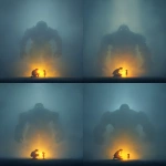 **A vertical, cinematic scene set in thick, misty fog. In the background, a colossal, ghostly figure stands facing directly forward the massive shoulders and torso of a humanoid giant with a head made entirely from the U.S. Capitol dome. The dome is seamlessly integrated, intimidating, expressionless, and symbolic of systemic power and political threat. The giant looms in silence, ethereal and cold, with minimal detail except strong architectural and structural weight in its form. In the foreground, a glowing doctor figure kneels with deep compassion. The figure is made entirely of radiant light warm gold and white and is gently listening to the heartbeat of a small glowing child using a clearly visible stethoscope. The doctor’s posture is intimate and protective. The child stands calmly, trusting. Both figures glow from within and are the only light source in the scene, casting light into the fog that gently reveals the presence of the looming Capitol-giant. The composition emphasizes the massive scale contrast between the giant and the glowing human figures. Visual style is painterly or digital illustration poster-ready, dramatic, and reverent. Chiaroscuro lighting, soft fog diffusion, and strong emotional impact. Use warm glow for the figures and cool grays and blues for the giant and background. Emotion: quiet defiance, compassion under pressure, light in systemic darkness. --ar 2:3 --v 7.0** - Variations (Strong) by <@801873084395028480> (fast)
-# Create, explore, and organize on [midjourney.com](<https://midjourney.com/imagine?from_discord=1>)