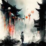 **Tanabata festival in the style of Stephen Gammell --v 4** - Upscaled by <@560662240177684492> (fast)