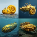 **a yellow navy ammonite amanita submarine down the sea --v 7.0 --raw** - <@1071135204846096475> (fast)