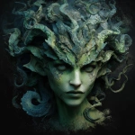 **an ancient eldritch sea goddess with green skin and demonic energy, attractive like a siren, portrait bust** - Image #3 <@1102368940535066624>