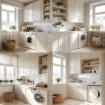 **modern apartment laundry room, one washing machine, sink, cabinets, light color palette, potted flowers, laundry products on shelves, clean and minimal design, bright natural light, cozy and organized, realistic, frontal view --v 6.0 --ar 4:5** - Variations (Strong) by <@1095141824018010255> (fast)
-# Create, explore, and organize on [midjourney.com](<https://midjourney.com/imagine?from_discord=1>)