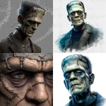 **realistic frankenstein stitches, transparent background, --v 7.0** - <@522569949315727363> (fast)