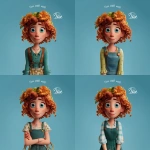 **cartoon character, female farmer, hourglass shaped body, pixar artstyle --v 7.0** - Variations (Region) by <@798906196995997708> (relaxed)