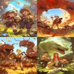 **children's book illustration feeaturing anthill adventures --ar 2:3 --niji 6 --p iwojape** - <@1202719359680774145> (fast)