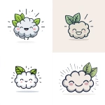 **A cute, simple flat vector illustration of a smiling cartoon brain with a happy face and blushing cheeks. The brain has clean, rounded lines and a pair of green leaves attached to it, symbolizing health and nature. Radiating lines around the brain emphasize its cheerful and energetic vibe. White background.** - <@1100010158496686091> (fast)