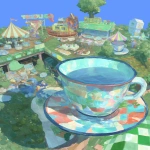 **Riding the teacup ride at a fun fair. Isometric illustration --ar 5:6 --sref 3856636652 1038276087 --niji 6** - Image #3 <@1209615304372658177>