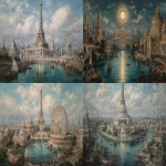 **Paris World Exposition, Belle epoque, chromolithograph --ar 3:2 --exp 50 --v 7.0** - <@1055677459909066842> (relaxed)