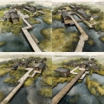 **Campus design from drone perspective of a technical high school along a marsh with boardwalks which access viewing platforms. Design the buildings in the style of lake flato architects** - Variations (Strong) by <@1182158818818400348> (fast)