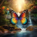 **dream like image of rainbow colored butterfly, forest background, waterfall, epic scenery, photorealistic --v 5.2** - Upscaled (2x) by <@754226842650542162> (relaxed, stealth)