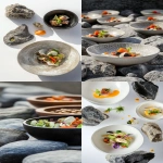 **a photograph of dishes with restorant food against some rocks, realism, on white, the dishes are salad bowl --ar 9:16 --s 50 --v 6.1** - <@1199200245985316874> (fast)
